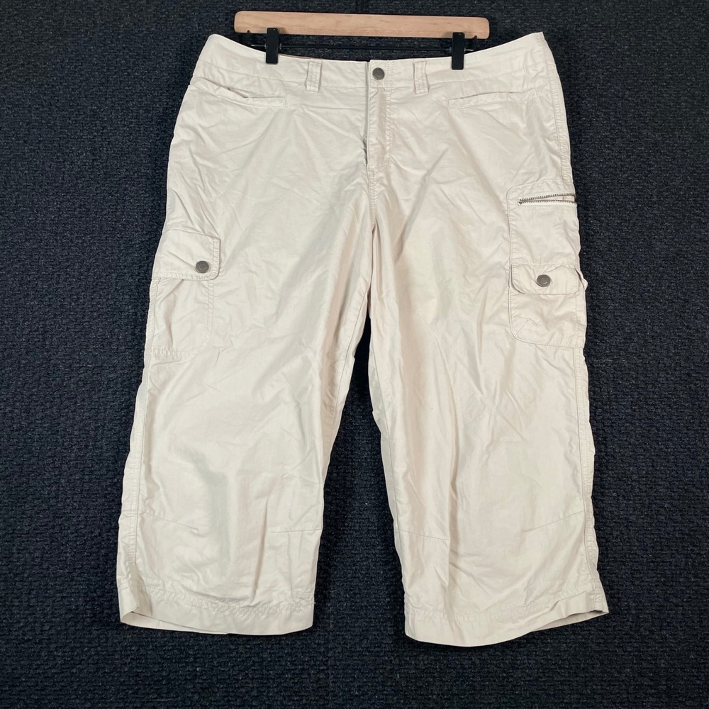 Royal Robbins Cream White Cargo Utility Pockets Capri Pants Women's Size 16